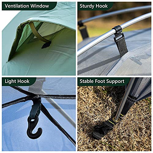 MC TOMOUNT Green 1 Person Waterproof Backpacking Tent - Lightweight Camping Shelter