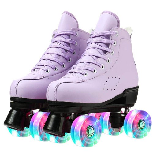 Womens Roller Skates Classic High-top Double-Row Leather Adult Roller Skates Outdoor Four Wheel Double Skates for Girls Unisex 35=US:5