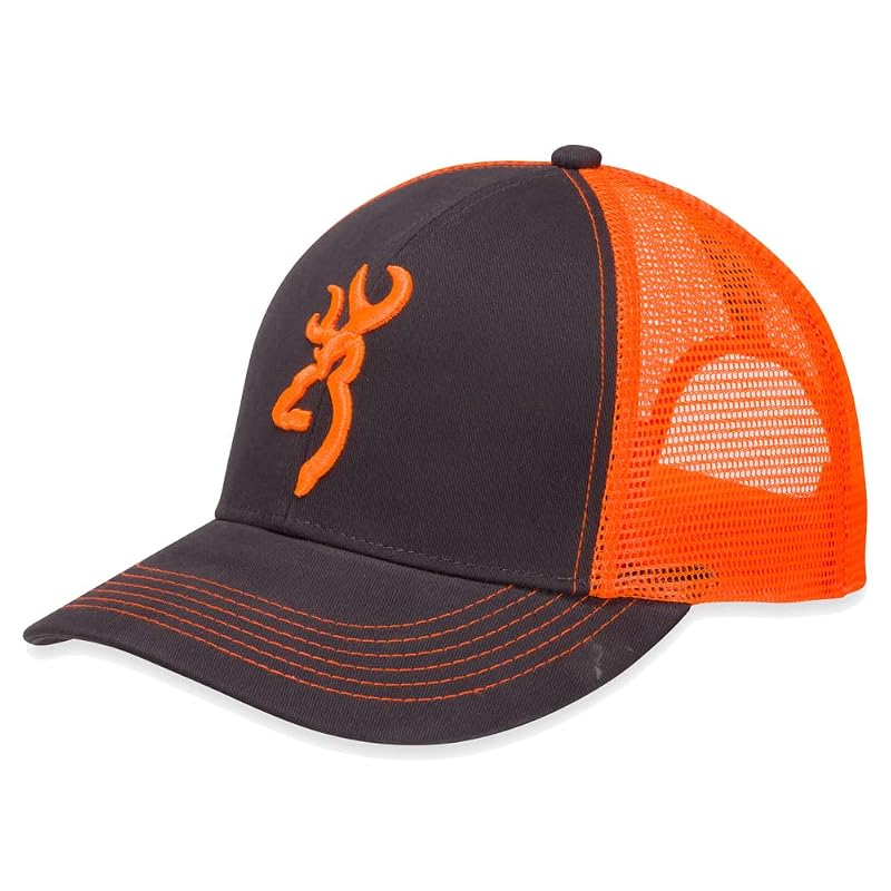 Browning Mens Baseball Hat - Charcoal/Neon Orange, One Size