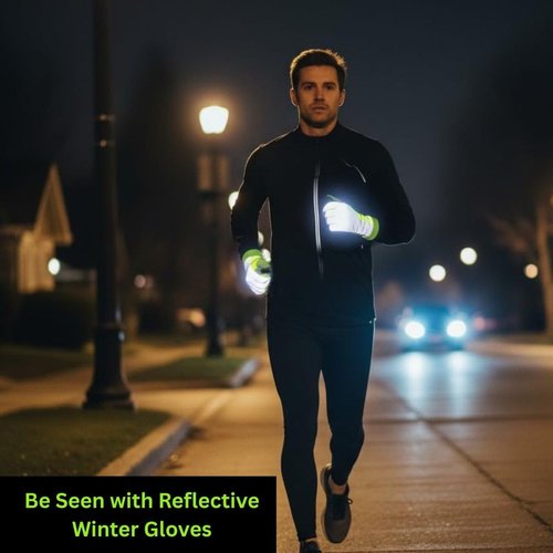 ReflecToes Reflective Winter Running Gloves - Touch Screen Compatible Lightweight Gloves - Cold Weather Hi Vis Safety for Night Runs