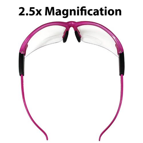 Global Vision Eyewear Cougar Bifocal Women's Safety Glasses Dark Pink Nylon Frame Clear Lenses