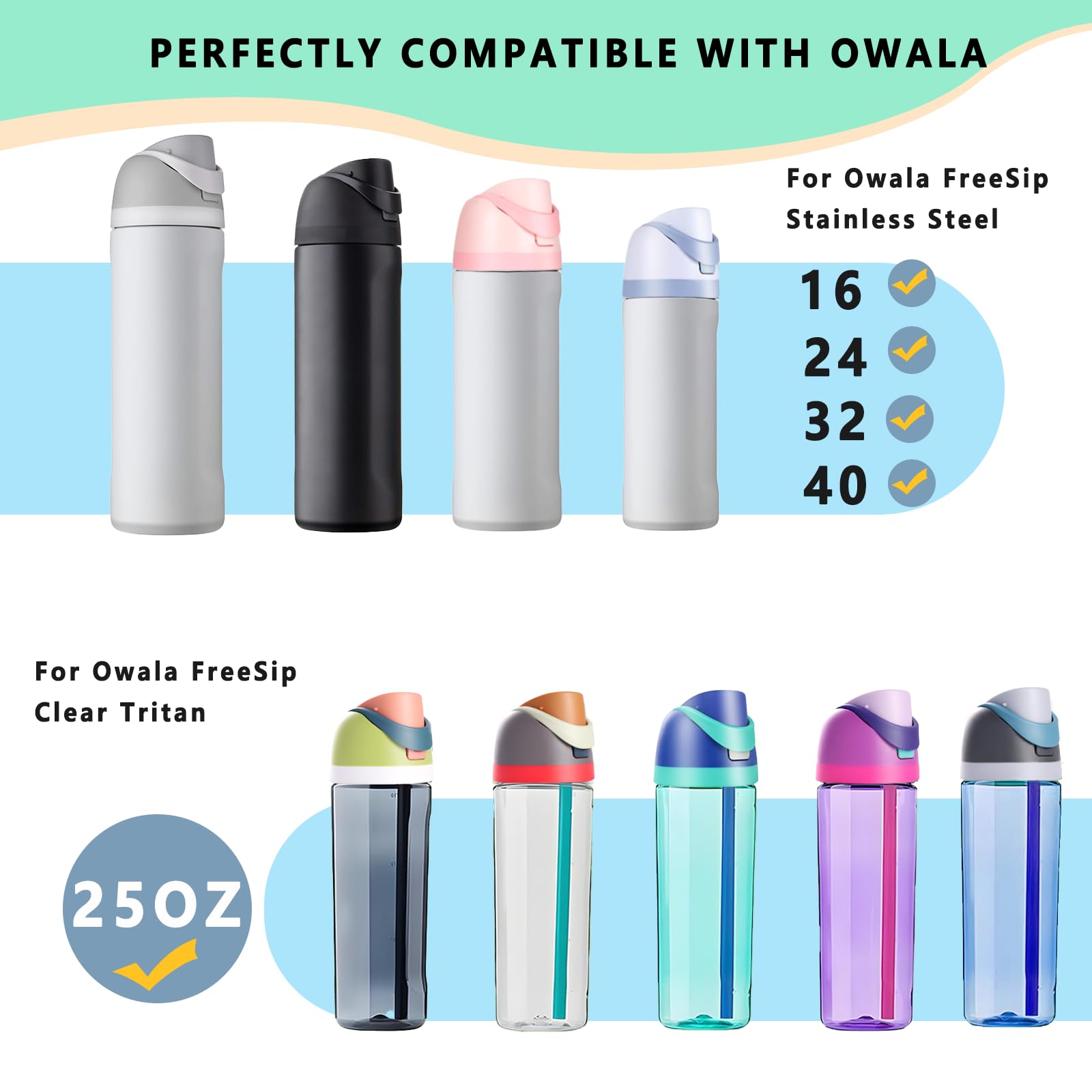 NTIERA Replacement Lid for Owala Freesip,Compatible with Owala Freesip Water Bottle 16oz 24oz 32oz 40oz,Premium Replacement Accessories for Owala Cap,Leakproof,BPA-Free(Pink Purple)