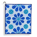 Pickleball Towel, Gifts for Women, Pickleball Accessories, Flower Microfiber & Cotton Athletic Sweat Towel with Carabiner Clip, Blue Pickle Ball Theme Gifts, Pickleball Gear(Blue Flower)