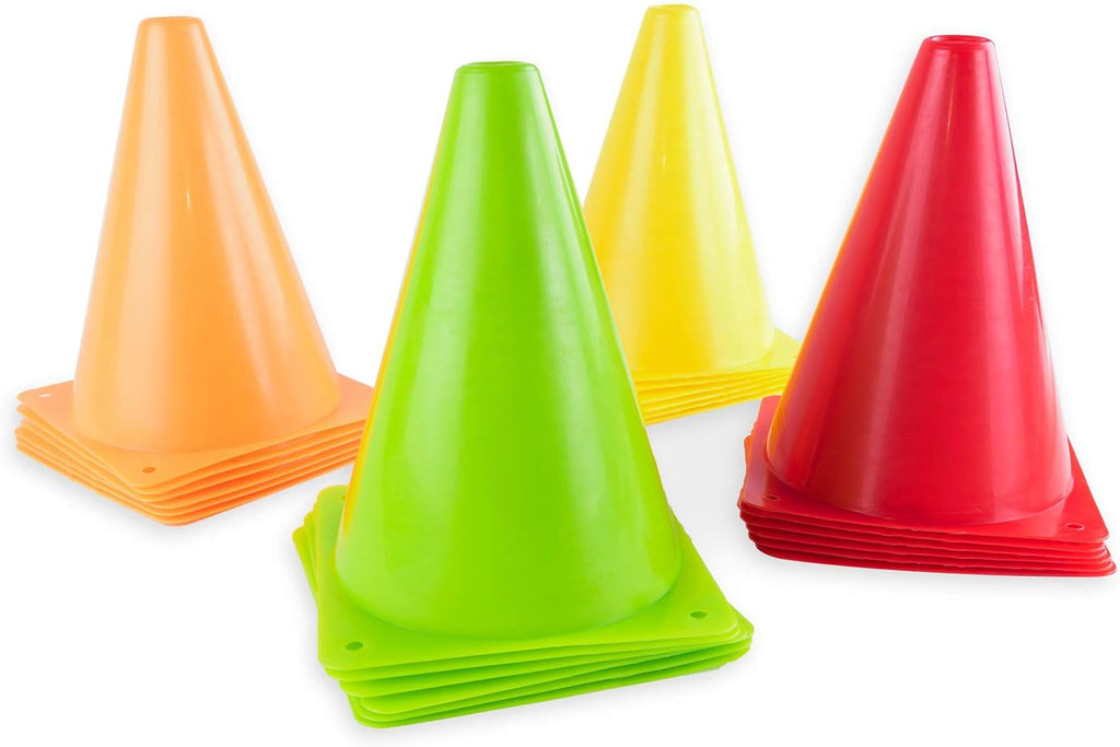Super Z Outlet 24-Pack Bright Neon Traffic Cones - 7.5" for Fitness Training & Safety