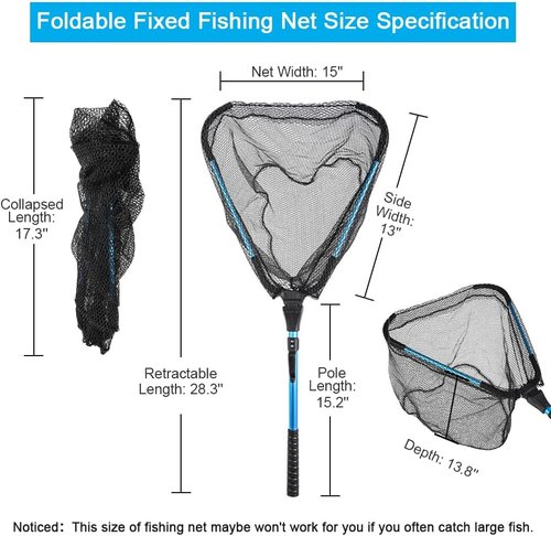 LBW Collapsible Fishing Net - Portable Folding Kayak Net for Freshwater & Saltwater | Ideal for Trout, Catfish, Bass