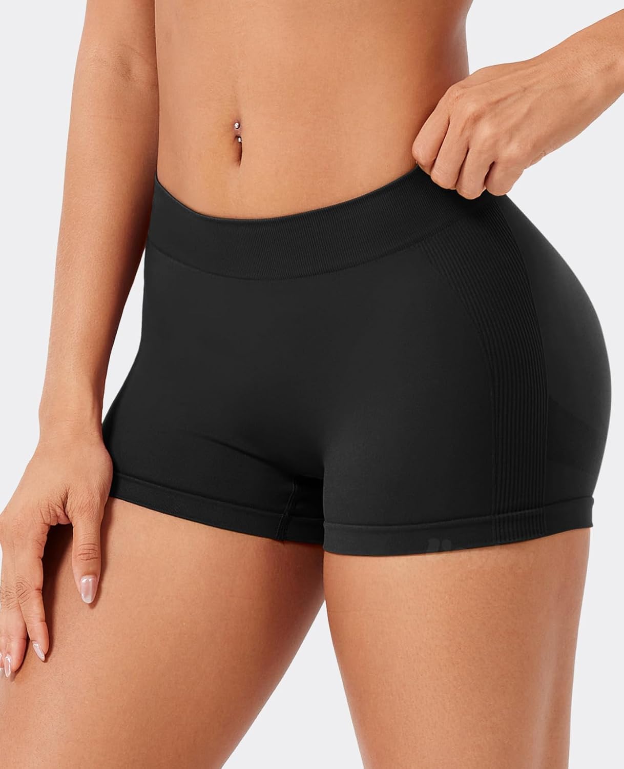 VOYJOY Women's Booty Shorts - 2.5" Low Rise Seamless Scrunch Design for Lifting & Comfort