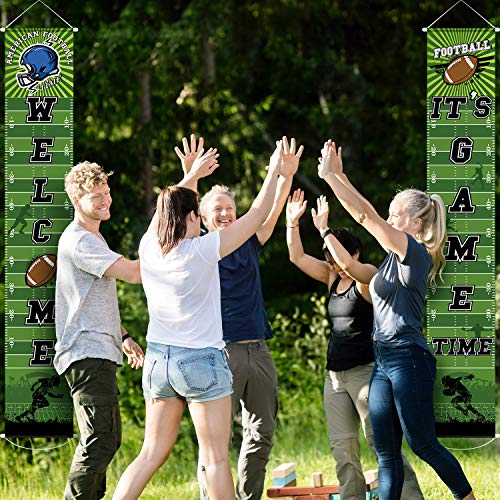 Football Field Banner Decorations Welcome & Match Time - 71x12 Inches, 2 Pack