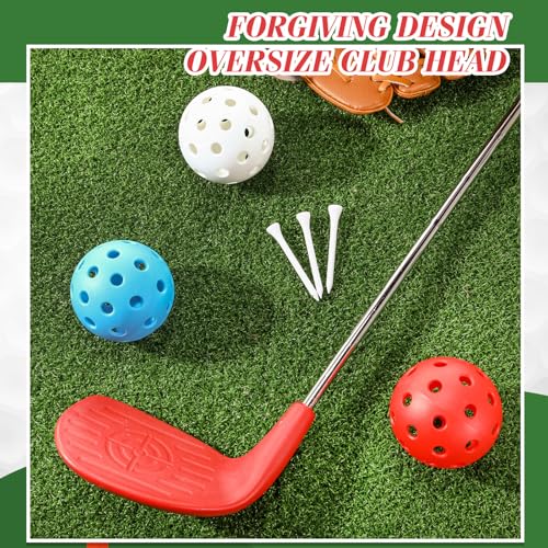 Oversize Head Golf Club Set 36 Inch with Practice Balls & Tees - Red, 4 Clubs