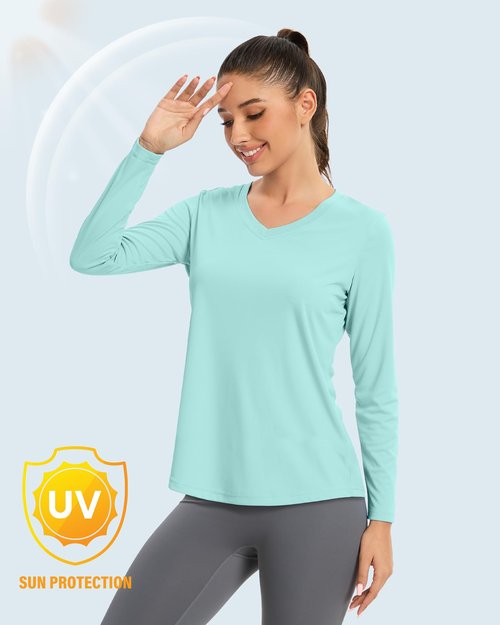 7 Pack Womens Long Sleeve Athletic Shirts UV Sun Protection UPF 50+ Quick Dry Workout Running Tops V Neck SetC XL
