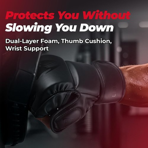 LIBERLUPUS MMA Gloves - Open Palm Sparring Gloves for Men | Durable Synthetic Leather with Wrist Support