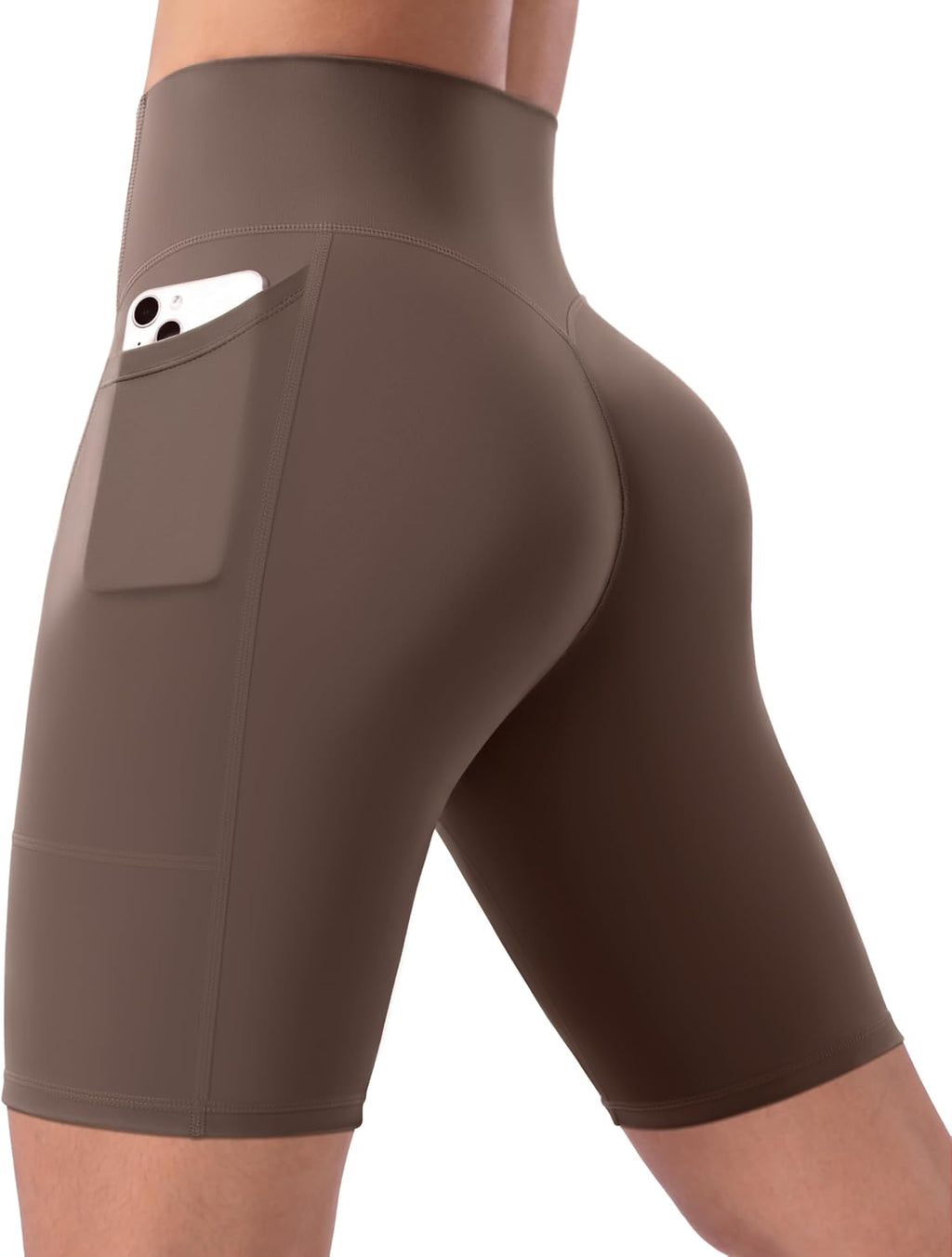 POSHDIVAH Women's Creamluxe Yoga Shorts - High Waisted, Pockets, Available in 2.5"/4"/6"/8"/10" Sizes