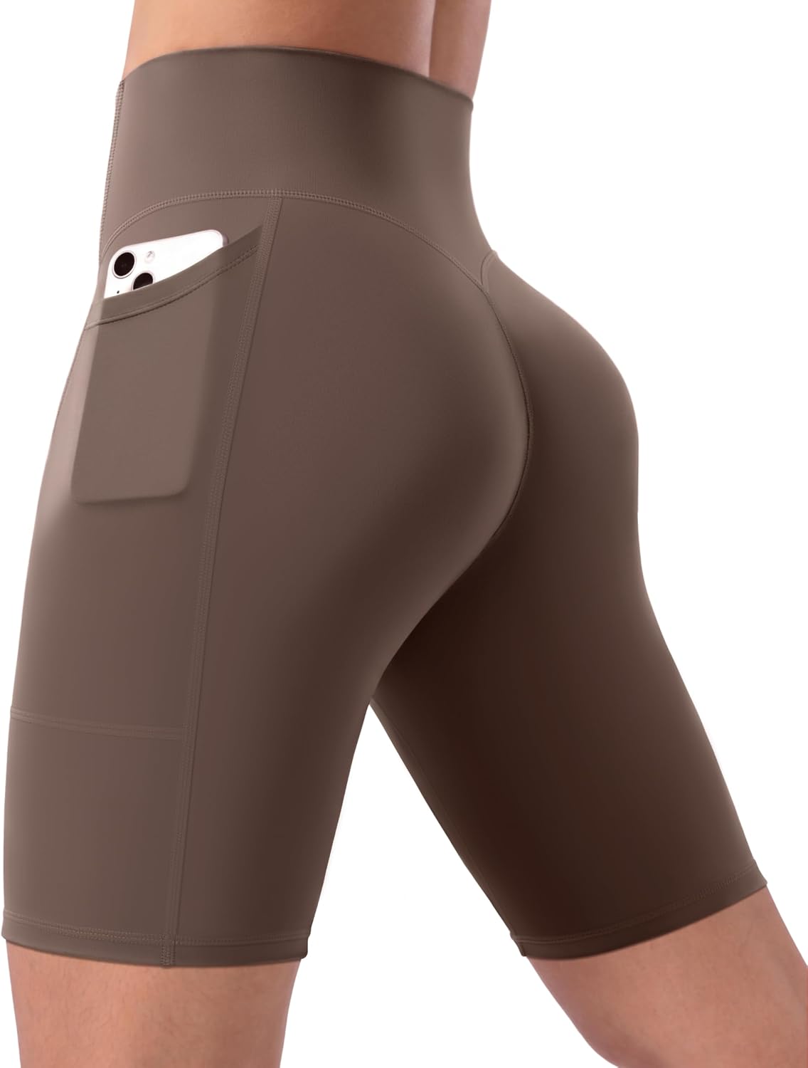 POSHDIVAH Women's Creamluxe Yoga Shorts - High Waisted, Pockets, Available in 2.5"/4"/6"/8"/10" Sizes