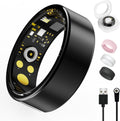 Smart Ring - Health Tracker with Heart Rate, Blood Oxygen & Sleep Monitoring | IP68 Waterproof, Black, Size 10