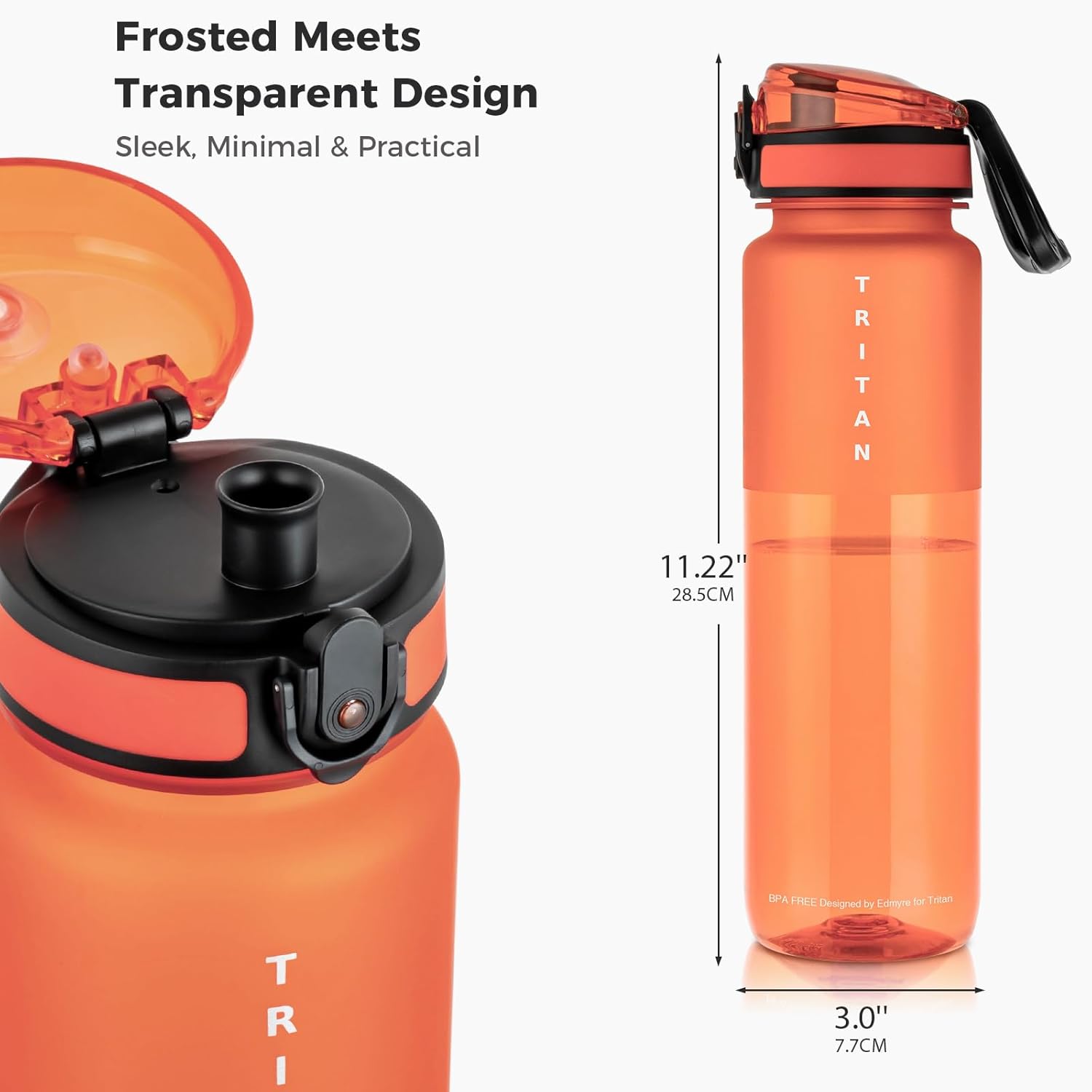 Skiennix 32oz Water Bottle - Leakproof Frosted Tritan with Chug Lid | Portable for Gym, Office, Travel (Red)