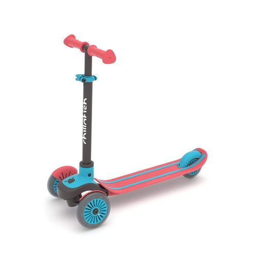Chillafish Scotti 3-Wheel Lean-to-Steer Scooter with twintip Antislip Deck and Integrated Brake, Adjustable Height Handlebars, Comfy handgrips, for All Ages 3 and up, Red