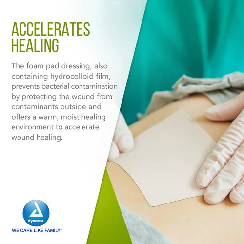 Dynarex CuraFoam Foam Dressings, Non-Bordered, Sterile, Provides Cushioned and Moist Wound Care, Used for Medium to Heavy Exuding Wounds, 4" x 4.25", 1 Box of 10 CuraFoam Dressings