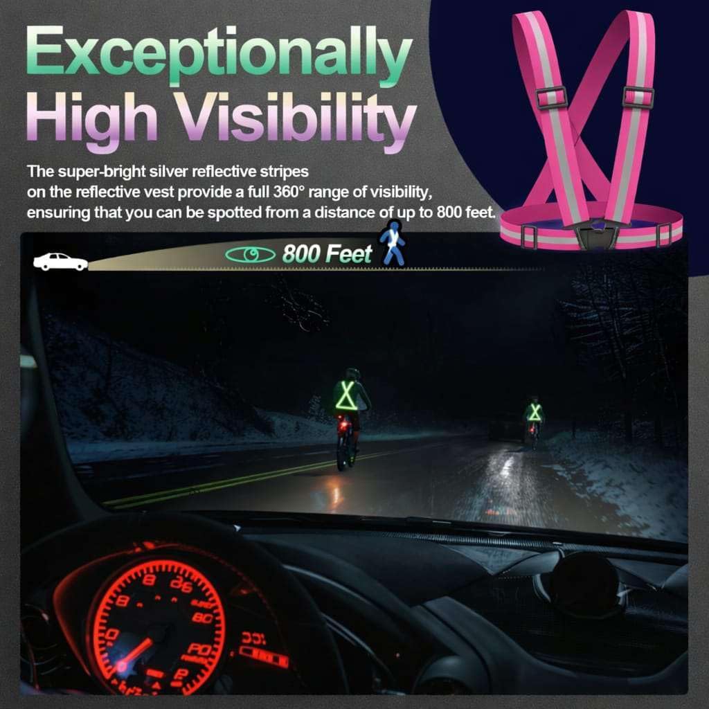 Skiennix Reflective Running Vest - High Visibility Adjustable Safety Gear for Night Jogging | 2 Pack