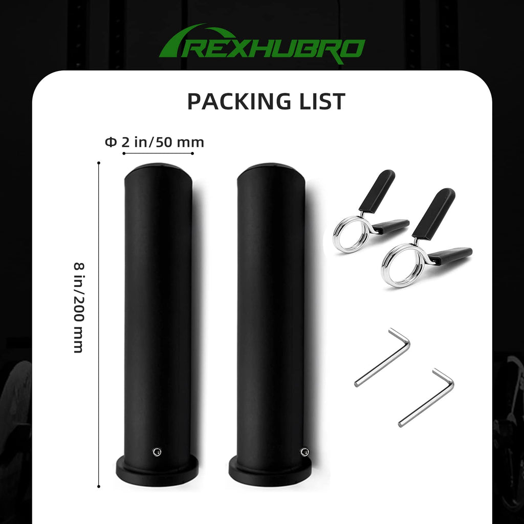 Rexhubro Olympic Adapter Sleeve 8"(2 PCS),Converts 1" Standard Weight Plate Posts to 2" Olympic Weight Plate Posts,Heavy Duty Nylon and Removable end Cap (8 inch)
