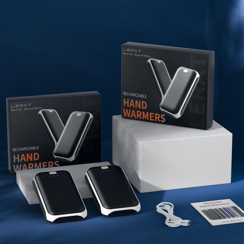 2 Pack Hand Warmers, Rechargeable Electric Hand Warmer, 8Hrs Long-Lasting Heat, Reusable, Portable Pocket Warmers, Christmas Warm Gifts for Men Women Kids Camping, White Black