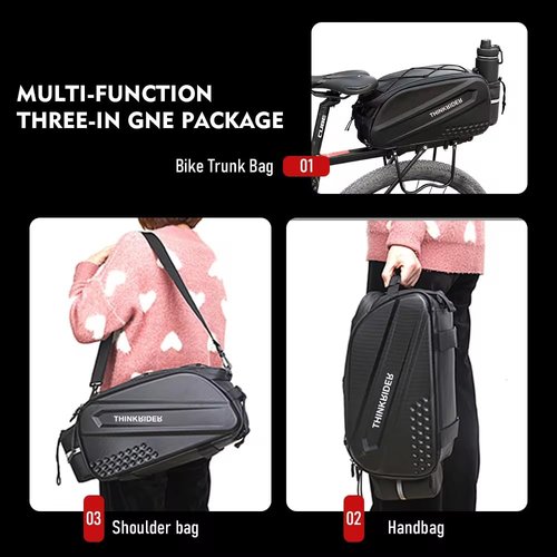 ThinkRider Bike Bags for Bicycle Rear rack 14L Hard Shell Waterproof Bike Ebike Trunk Pannier Saddle Seat Bag Carrier with Reflector, Rain Cover & Shoulder Strap for Commuter Travel Outdoor