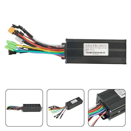 Ebike Controller JN Sine Wave Brushless Motor Controller 24V/36V/48V 30A 750W/1000W 3 Mode Aluminum For Electric Bike Or Scooter Motors For UART No.2 Protocol With Or Without Hall Sensor Black
