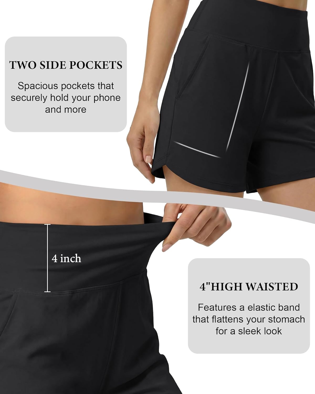 Skiennix Women's Running Shorts - High Waisted Quick Dry Athletic Shorts with Pockets | 3.5 Inch