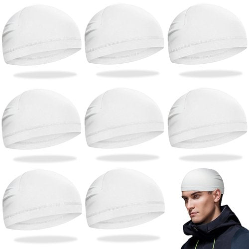 YOGEYOGE 9 Pcs Skull Cap, Sweat Wicking Cooling Helmet Liner, Lightweight Breathable Cycling Beanie for Men Women (9, White)