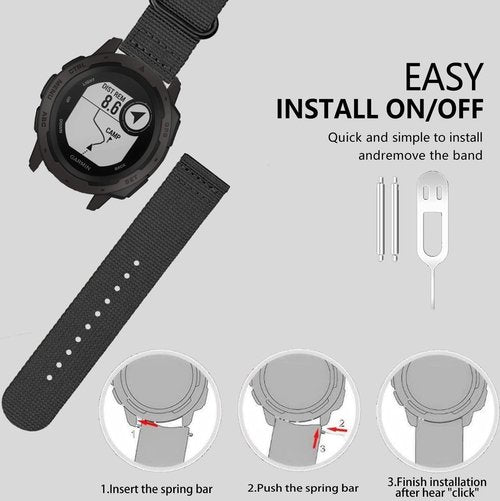 LiWerlly Band for Garmin Instinct / 2 Solar Watch Bands, 22mm Breathable Nylon Woven Loop Sport Replacement Watch Strap Women Men Garmin Instinct 2/ Solar/Tactical Smartwatch, Black