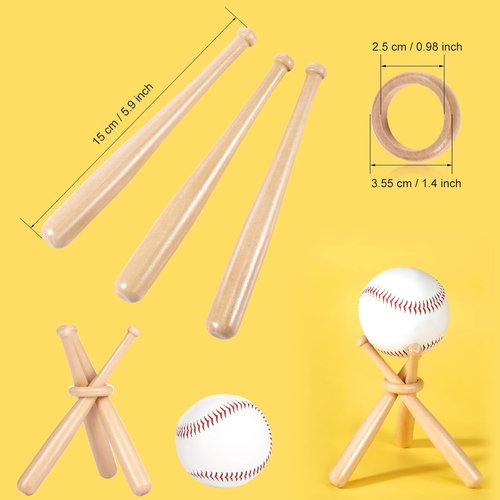 Honoson Baseball Display Stand - Wooden Bat & Ball Holder for Sports Lovers | Centerpiece Decor (1 Pack)