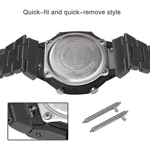 HJHYUL DW-5600 Mod Kit Stainless Steel Case Solid Metal Strap Bracelet for 5600 Series, 5610 Series, 5035 Series Watch Part Replacement (Black metal set, 5610 Series)