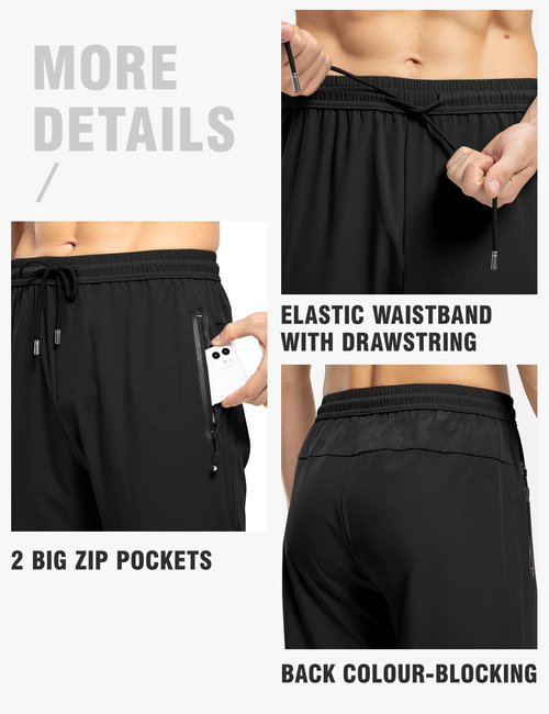 TBMPOY Men's Lightweight Hiking Travel Pants Athletic Outdoor Sports Elastic Waist Water Resistant Sweatpants 2 Pockets 4XL