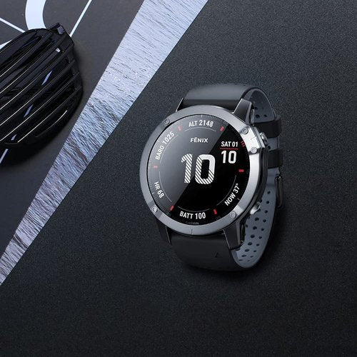 ANCOOL Compatible with Garmin Fenix 5X/6X/7X Band, 26mm Easy-fit Soft Watch Band Replacement for Fenix 5X Plus/Fenix 6X/Fenix 6X Pro/Tactix Charlie/Descent MK2 (Black/Grey)