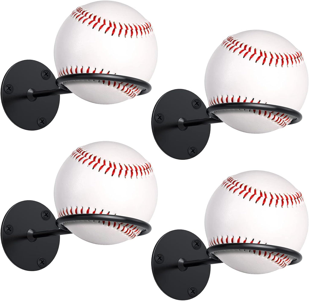 Threan Baseball Display Holder - Heavy Duty Metal Softball Wall Mount Rack for Office & Man Cave (Black)