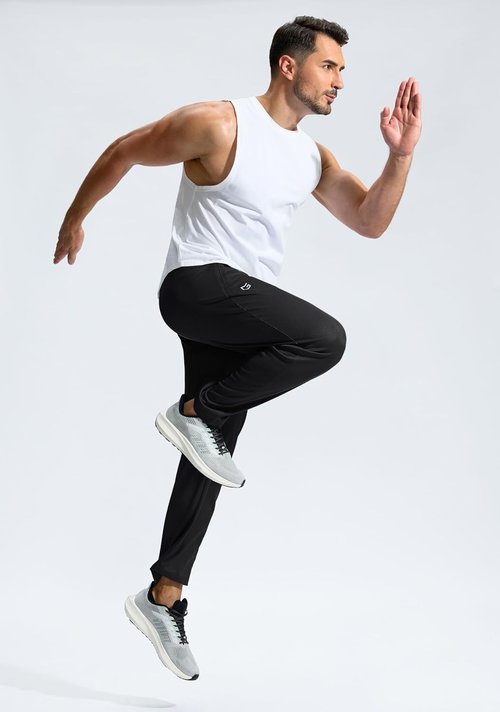 G Gradual Men's Athletic Sweatpants - Lightweight Mesh with Zipper Pockets for Gym & Running
