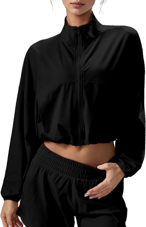 Altiland Women's Cropped Zip-Up Jacket - UPF 50+ Sun Protection for Athletic Workouts | Cool Comfort
