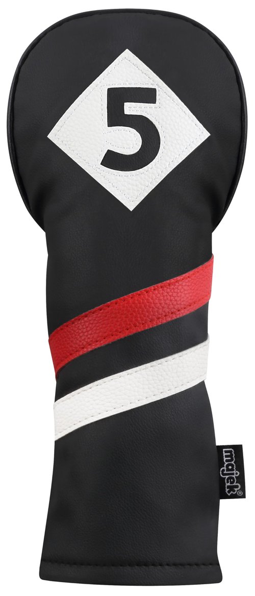 Majek Retro Golf Headcovers Black Red and White Vintage Leather Style 1 3 5 Driver and Fairway Head Covers Fits 460cc Drivers Classic Look