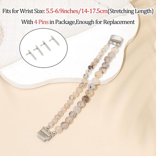 C&L Accessories Bracelets Compatible with Inspire 3 Bands for Women Beaded Wristband Natural Gemstone Replacement Straps for Inspire 3 (Dragon Vein)