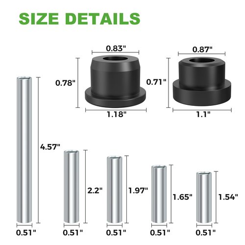 10L0L Complete Front Rear Leaf Spring A-Arm Shackle Bushing Kit for Club Car Precedent Golf Cart 2004-Up, Replace OEM 102288101, 102287601, 102287701, 102956201, 102506301, 102506401, 102506601