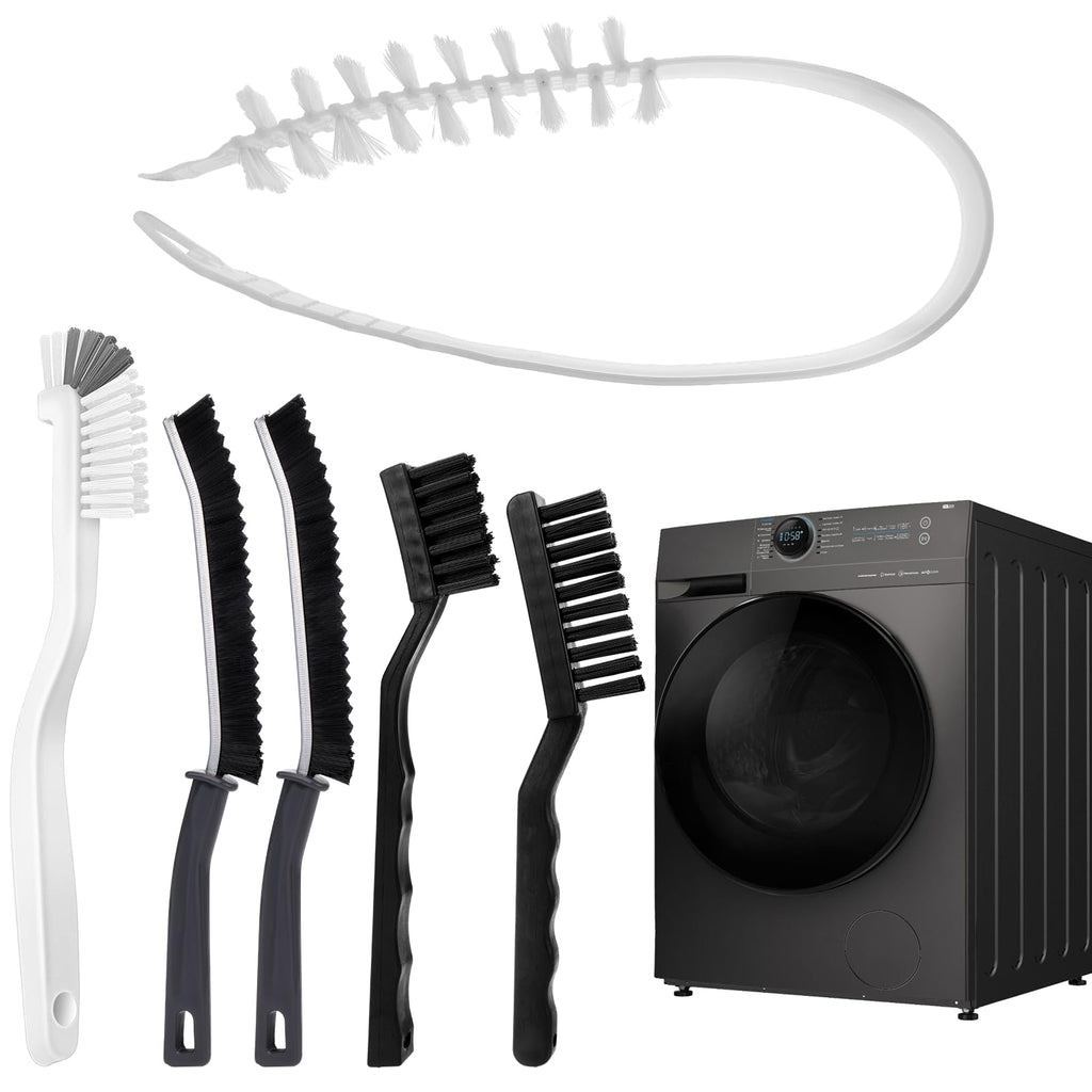 XANGNIER Washing Machine Cleaning Brush Kits,Front Load Washer Scrub Cleaner Tools Accessories-1 Pcs Drum Laundry Cleaner Brush and 5 Pcs Crevice Cleaning Brush for Tight Spaces and Washer Rubber Seal