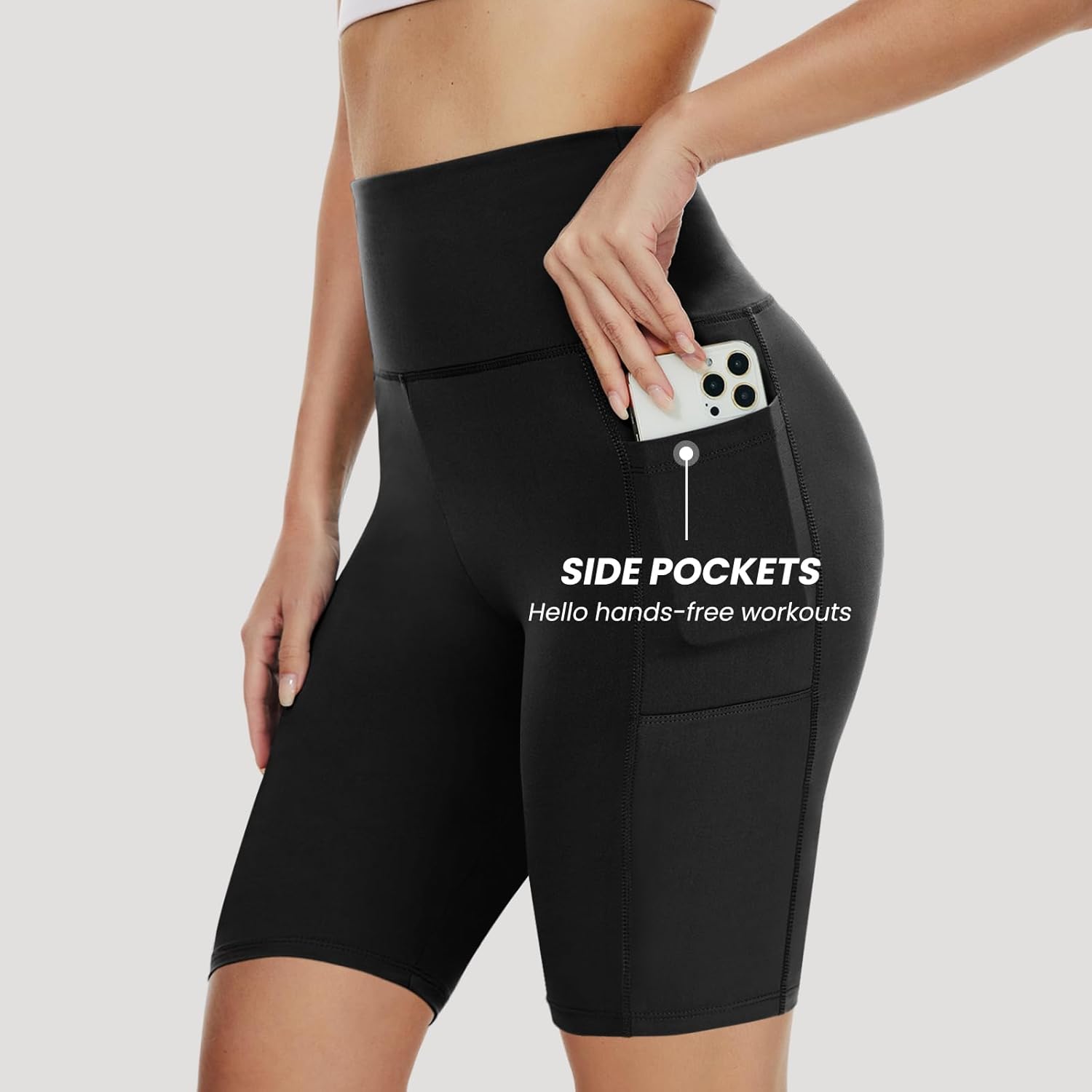 Skiennix Biker Shorts for Women - 3 Pack of 8" Black High Waisted Tummy Control for Gym & Yoga