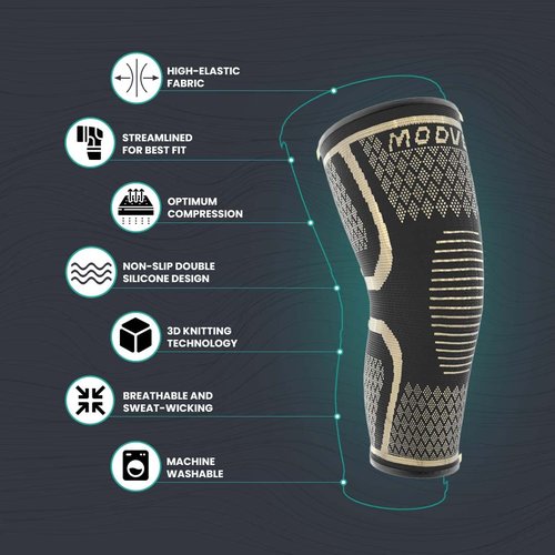 Modvel Compression Knee Brace - 2-Pack Support Sleeves for Running & Pain Relief | Ideal for ACL & Arthritis