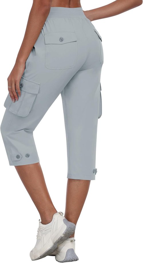 MoFiz Women's Cargo Capris Pants - Lightweight Quick-Dry Travel & Hiking Pants | Summer Style