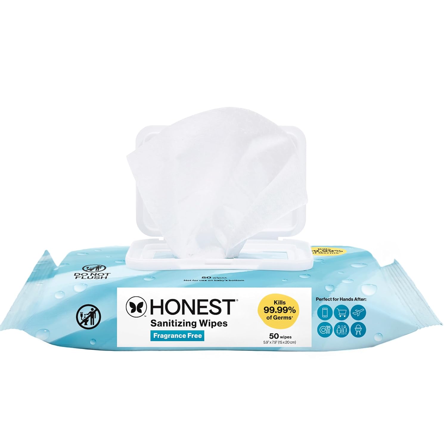 The Honest Company Fragrance-Free Alcohol Wipes - Antibacterial with Aloe, 150 Count, Kills 99% of Germs