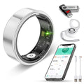 Smart Ring for Women Men Health Tracker - IP68 Waterproof Fitness Ring with Sleep Tracker/Heart Rate/Blood Pressure/Blood Oxygen/Step Counting/Calories for iOS & Android,No Subscription Fee,Silver #9