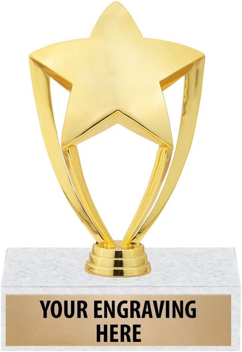 Gold Star Trophies | Custom Recognition Awards - 6.75 Inch Size for Celebrating Achievements