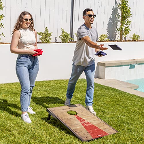 GoSports 3x2 ft Rustic Cornhole Set with 8 Bean Bags & Carry Case
