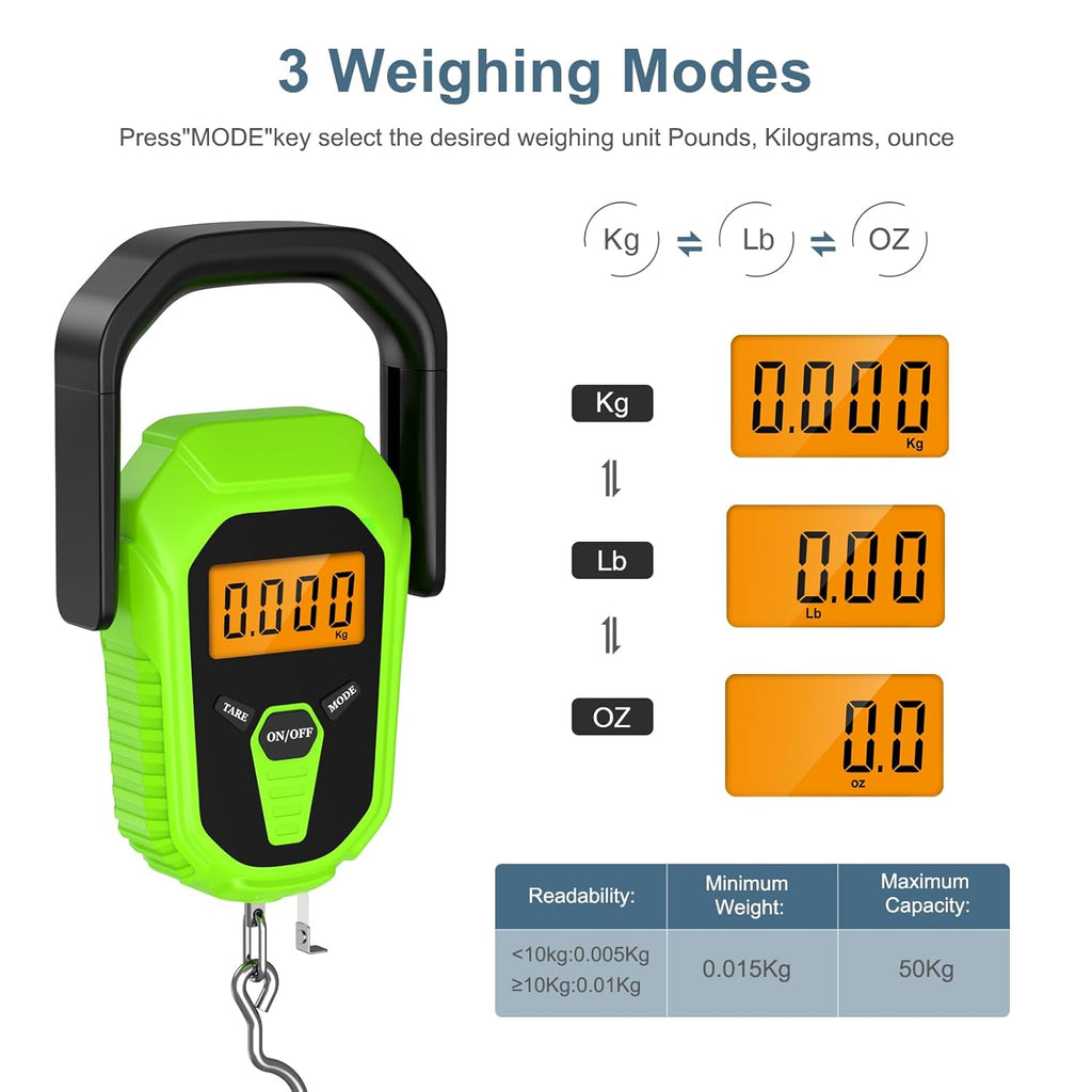Skiennix Digital Fishing Scale - Portable 110lb Hanging Scale with Lip Gripper | Ideal Fishing Gift for Men