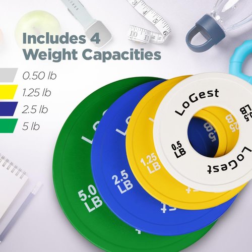 Logest Pair Olympic Plates - Barbell Weights Set of 2 Weight Plates for Olympic Bars Perfect for Strength Training Plates Exercise Balance Increase Available in 0.50LB 1.25LB 2.5LB 5LB 7.5LB 10LB Weight Plate (0.5-1.25-2.5-5 LB (8 Piece Set))