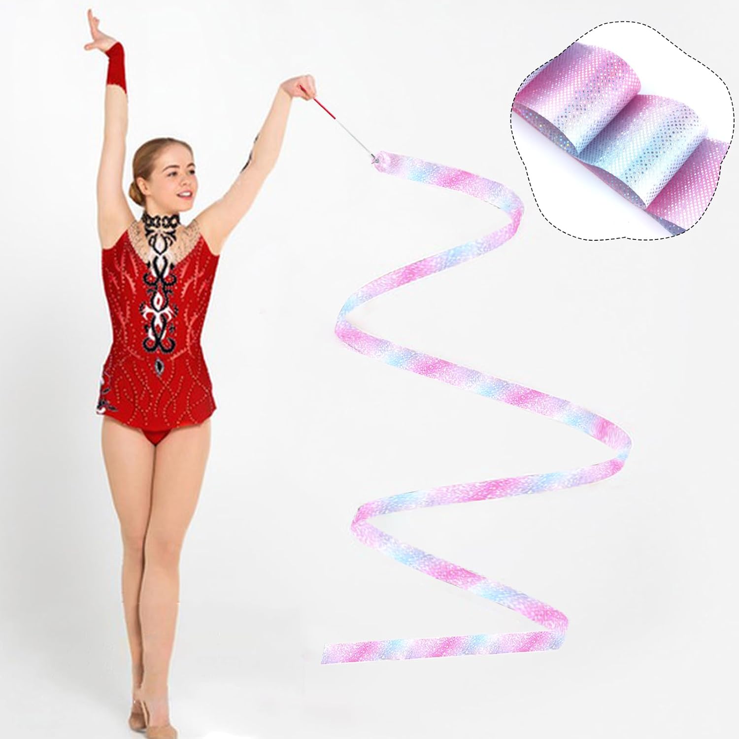 Skiennix Dance Ribbons - 78.7 Inch Twirling Gymnastics Ribbons for Birthday Parties | Sparkly Colors for Kids & Adults