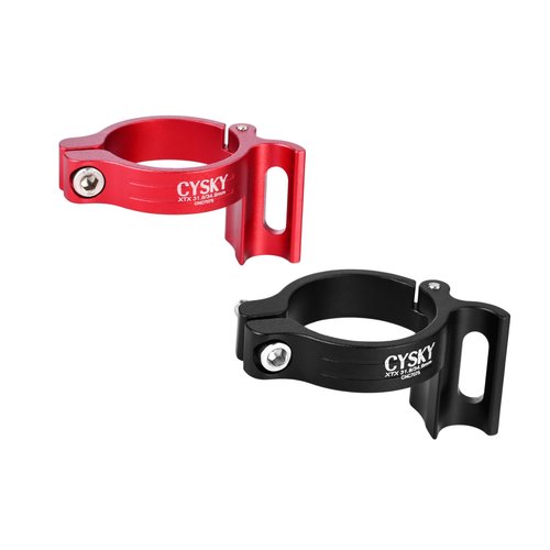 CYSKY Bike Front Derailleur Clamp 31.8mm 34.9mm, Adjustable Braze On Front Derailleur Adapter Compatible with Shimano Sram for MTB Mountain Bike Road Bicycle (Black)